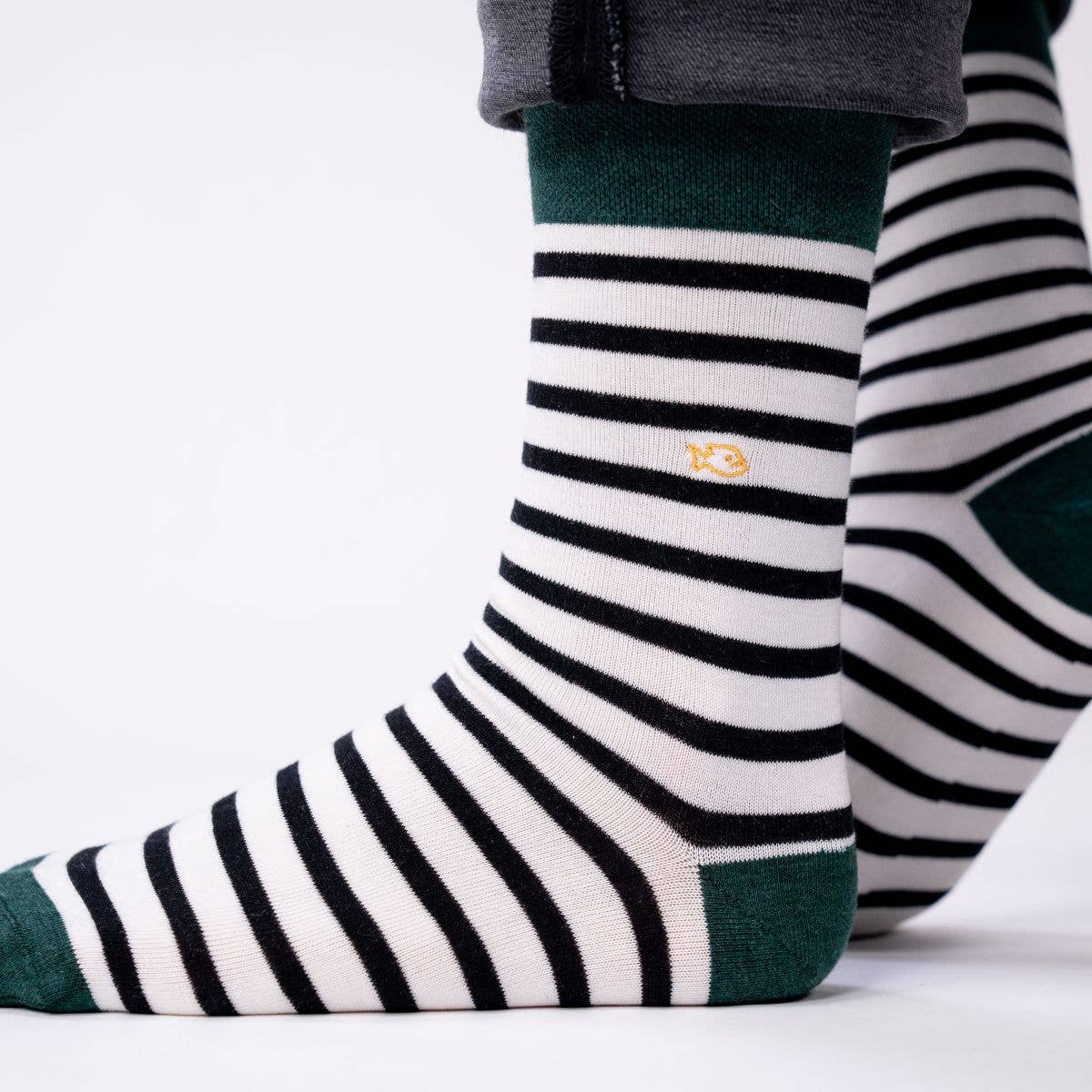 Combed Cotton Socks with Wide Stripes - White and Black - Boutique Bubbles