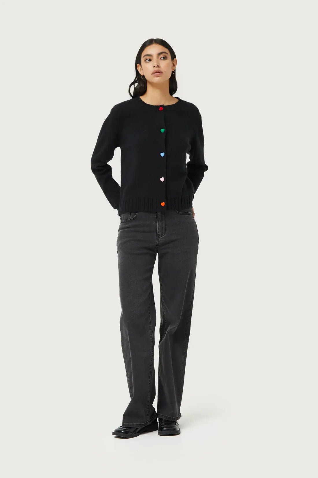 COMPANIA FANTASTICA - Cardigan with black heart detail - 53C/10321 - Boutique Bubbles