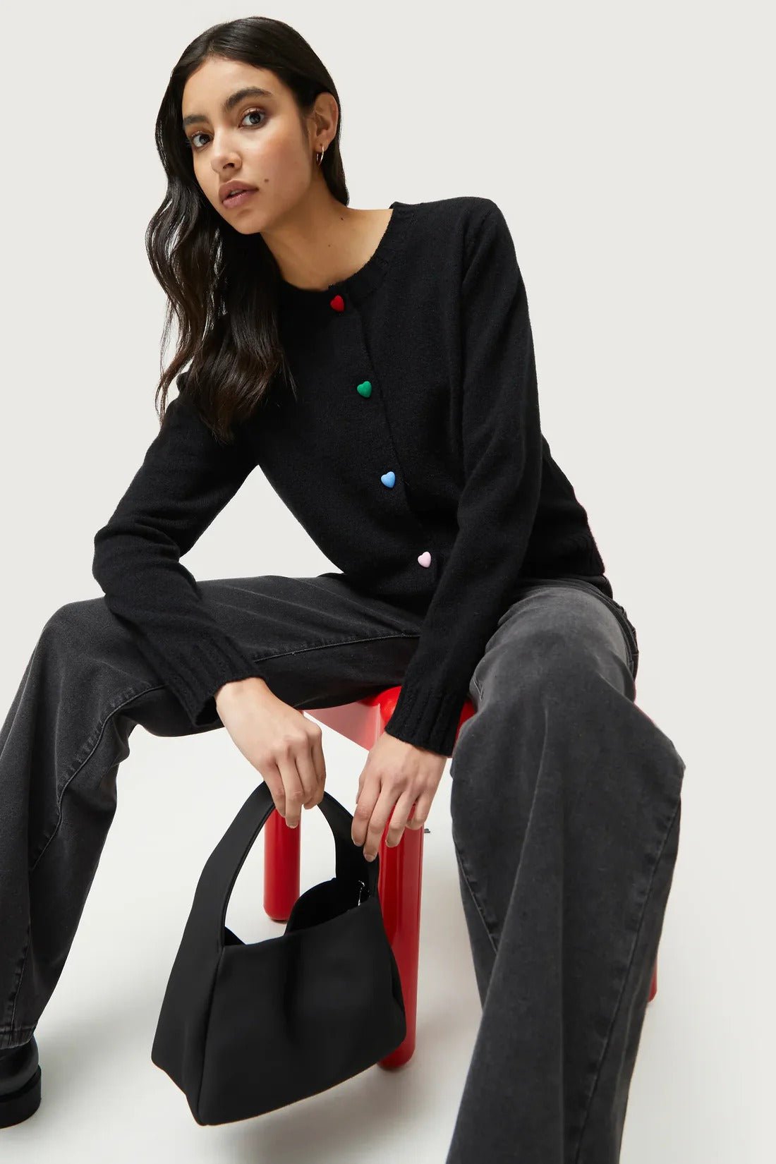 COMPANIA FANTASTICA - Cardigan with black heart detail - 53C/10321 - Boutique Bubbles