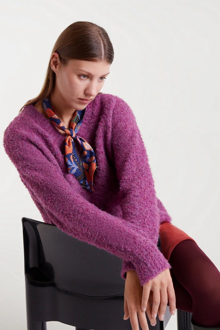 COMPANIA FANTASTICA - Jumper Fuzzy V Neck - 53C/10307 - Boutique Bubbles