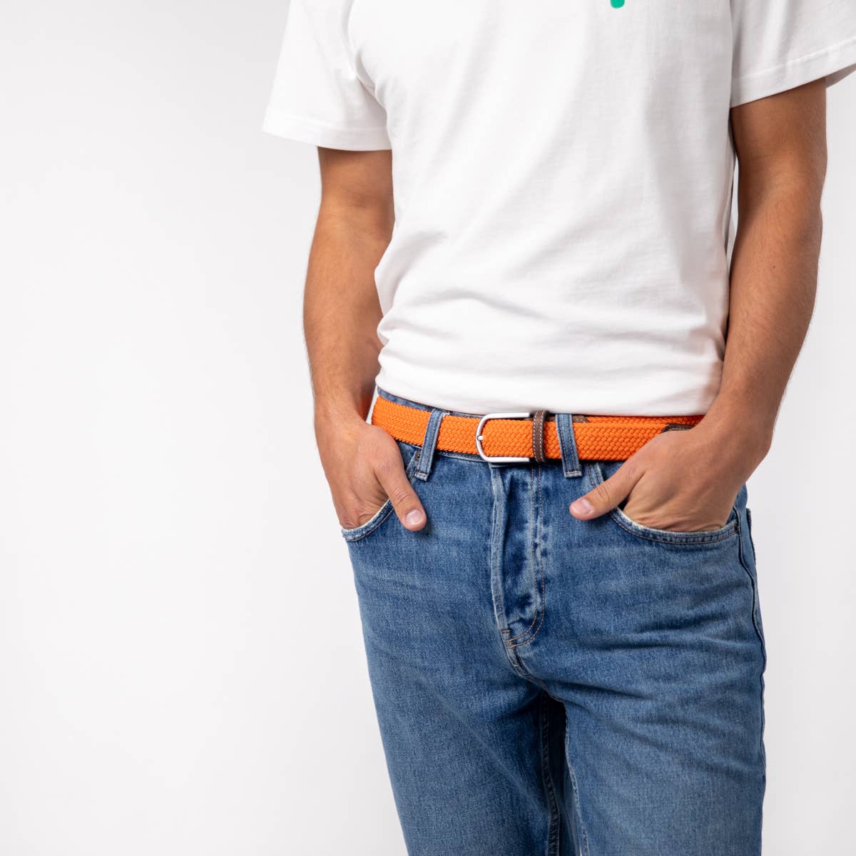 Elastic Braided Belt - Tangerine - Boutique Bubbles