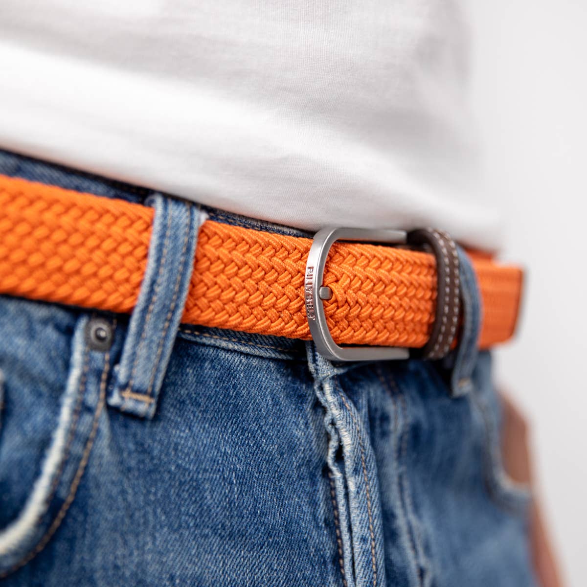 Elastic Braided Belt - Tangerine - Boutique Bubbles