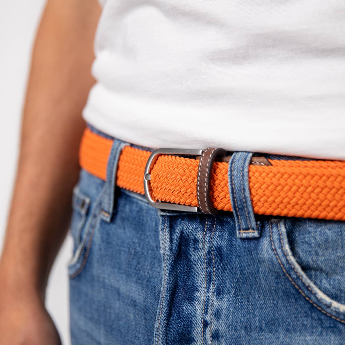 Elastic Braided Belt - Tangerine - Boutique Bubbles