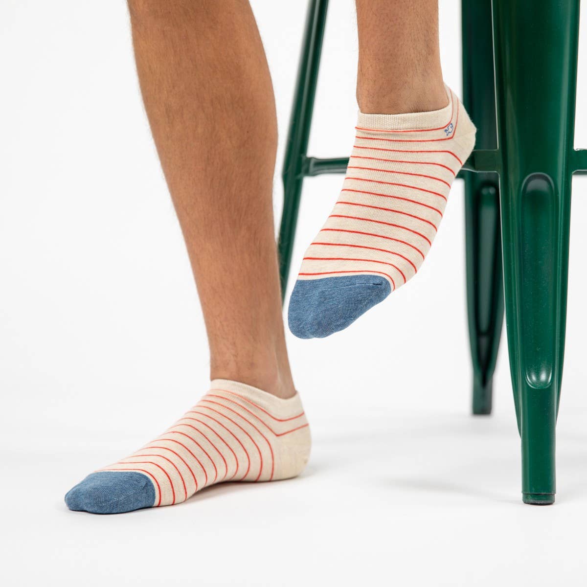 Fine Striped Socks - Beige, Red Striped - Boutique Bubbles