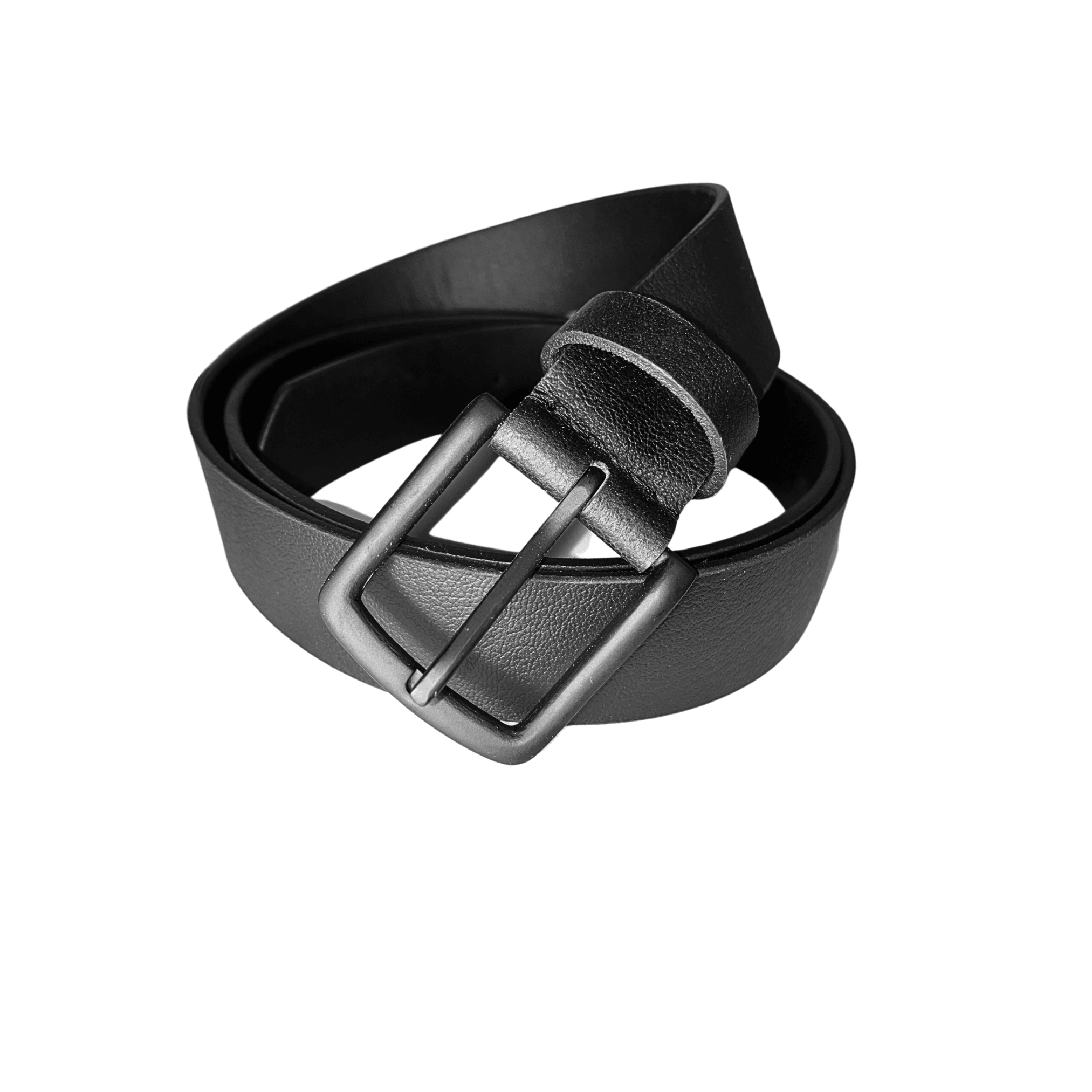 Leather Black Belt with Black Buckle - Boutique Bubbles