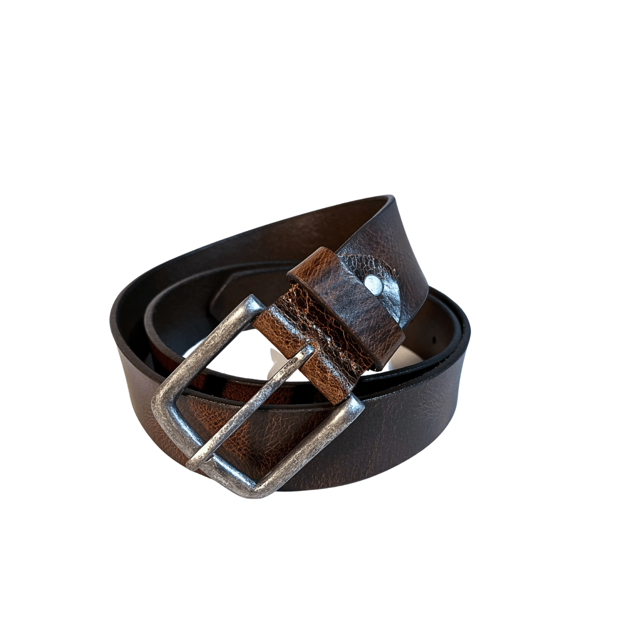 Leather Brown Belt with Vintage Silver Buckle - Boutique Bubbles