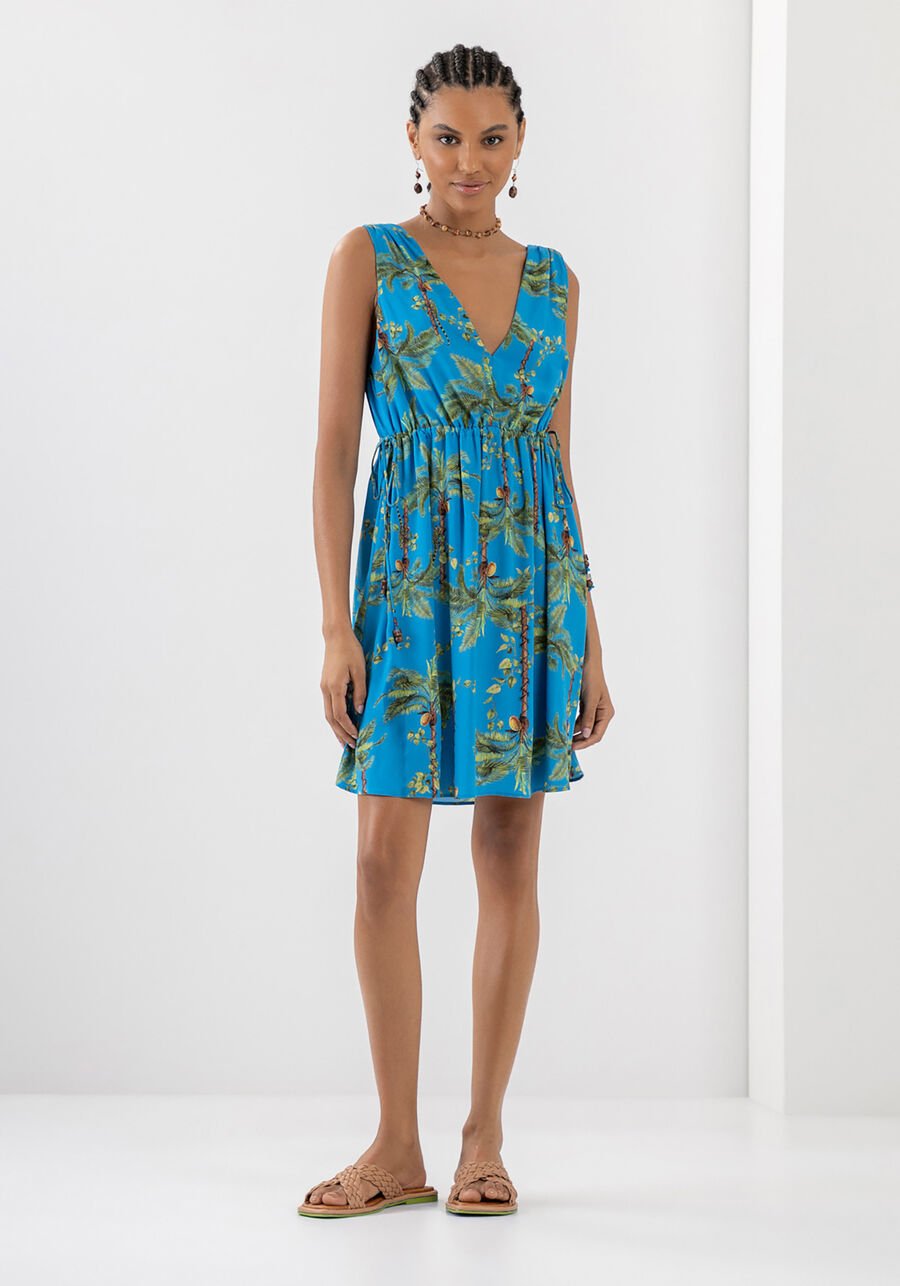 LEZ A LEZ - Short Printed Viscose Dress With Tie - 7506L - Boutique Bubbles