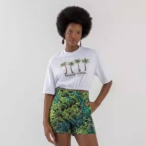LEZ A LEZ - Top Printed Cropped T-Shirt With Elastic Bar - Boutique Bubbles