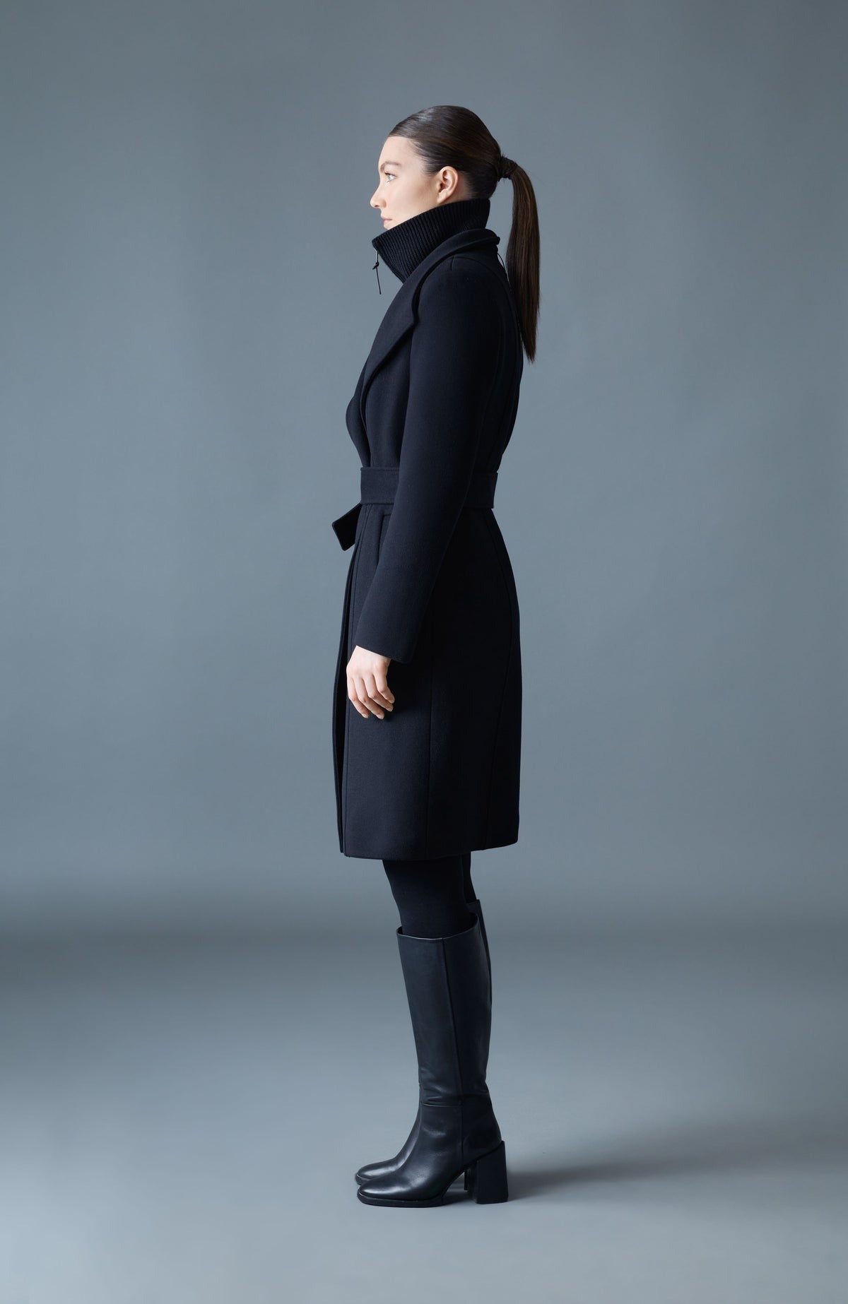 MACKAGE NORITA - 2 - in - 1 Double Face Wool Coat With Sash - Boutique Bubbles