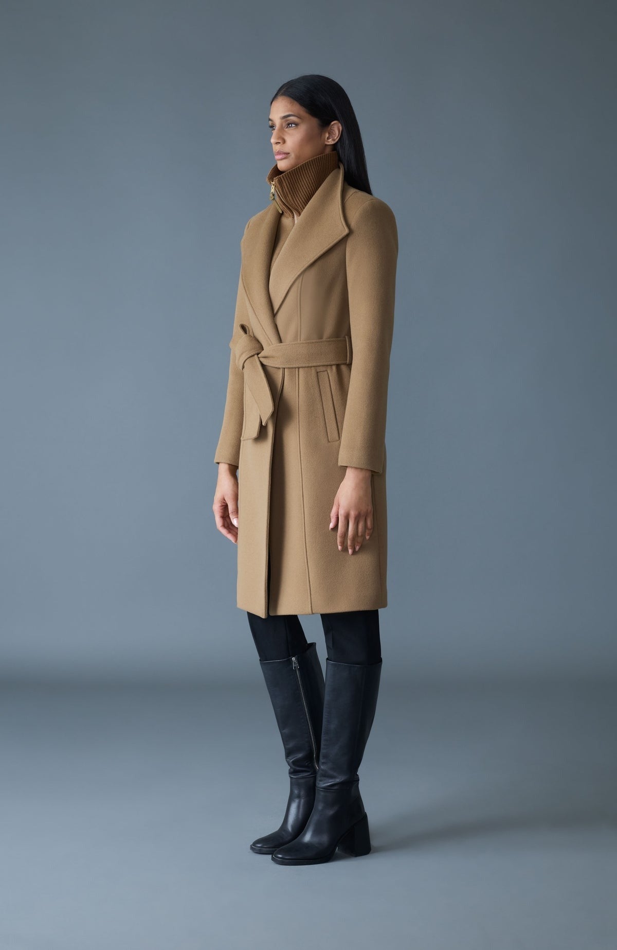 MACKAGE NORITA - 2 - in - 1 Double Face Wool Coat With Sash - Boutique Bubbles
