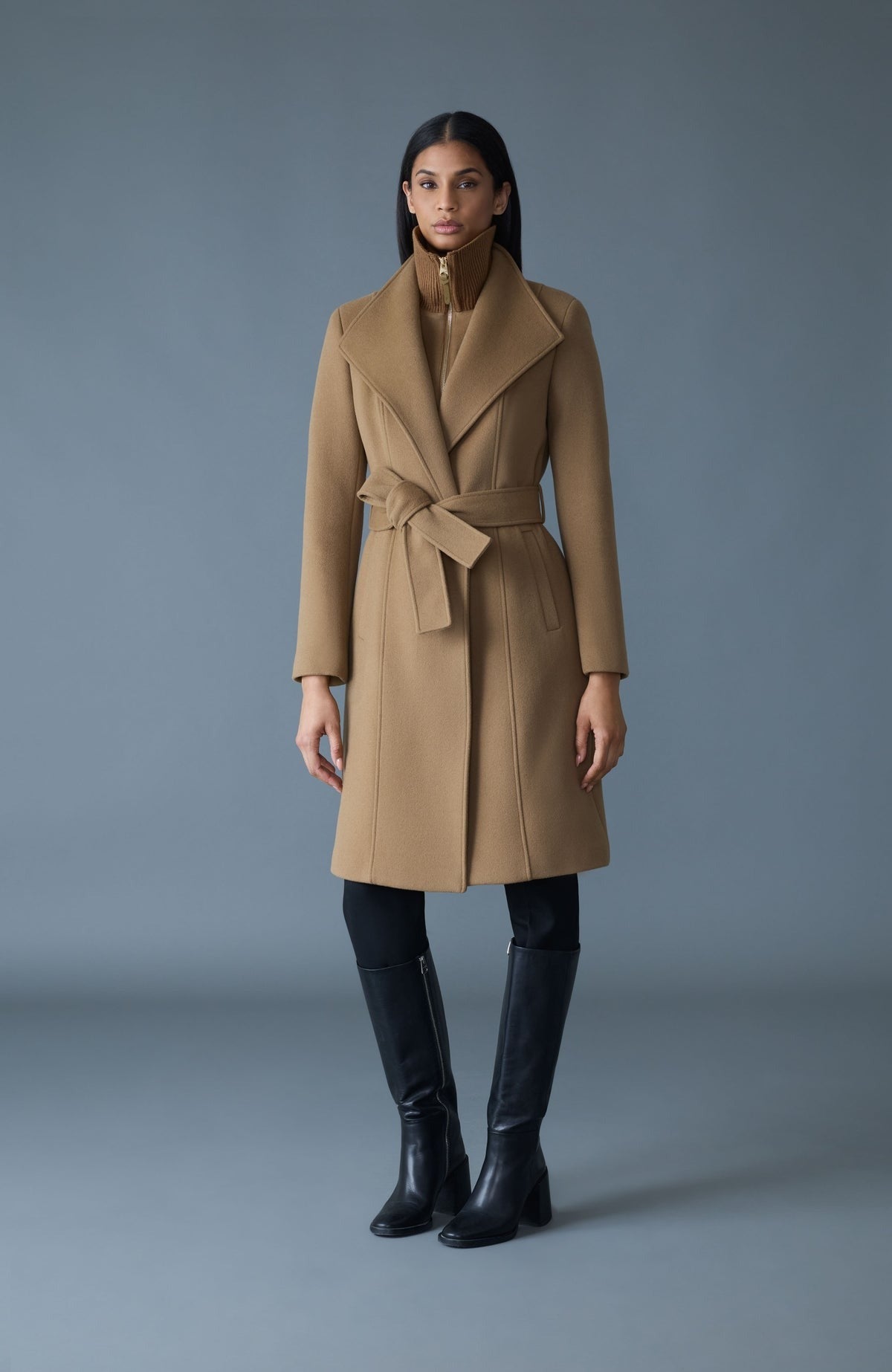 MACKAGE NORITA - 2 - in - 1 Double Face Wool Coat With Sash - Boutique Bubbles