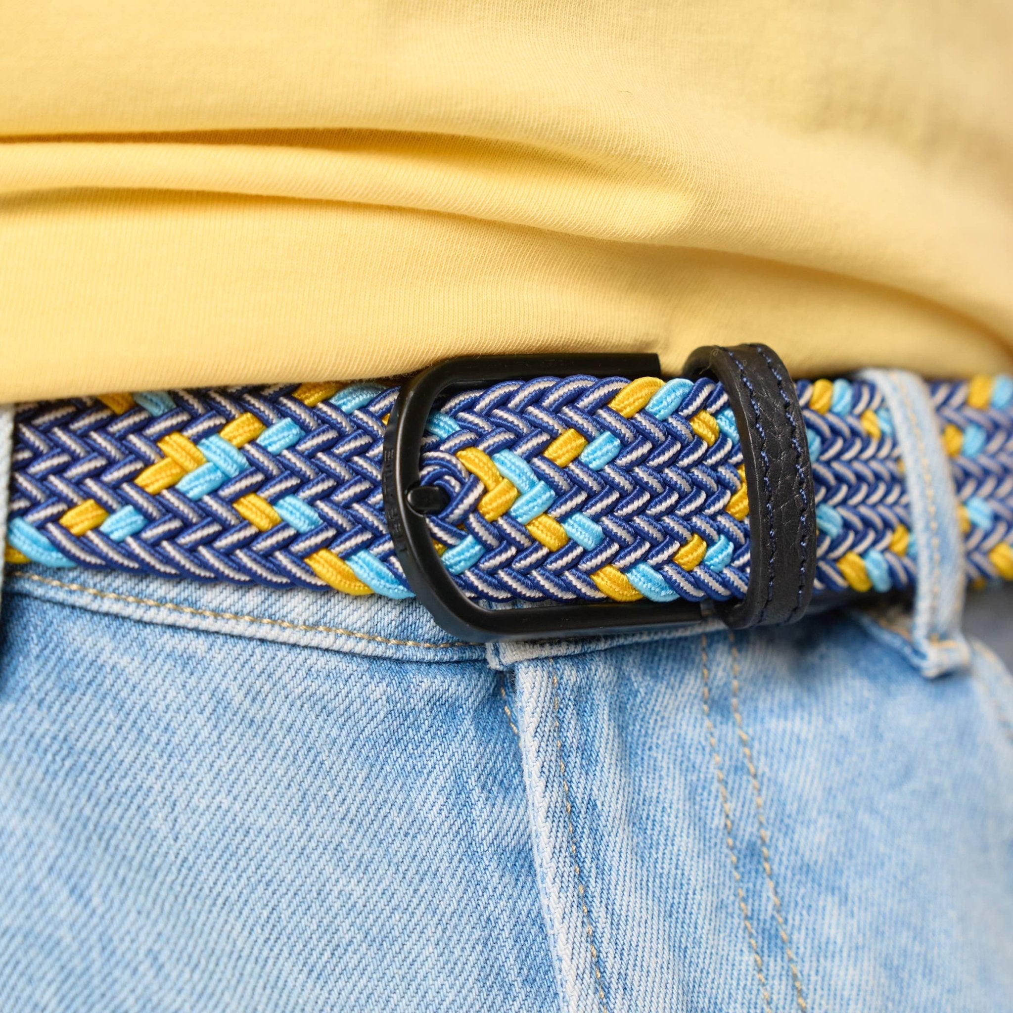 Multicolored elastic braided belt - Cusco - Boutique Bubbles