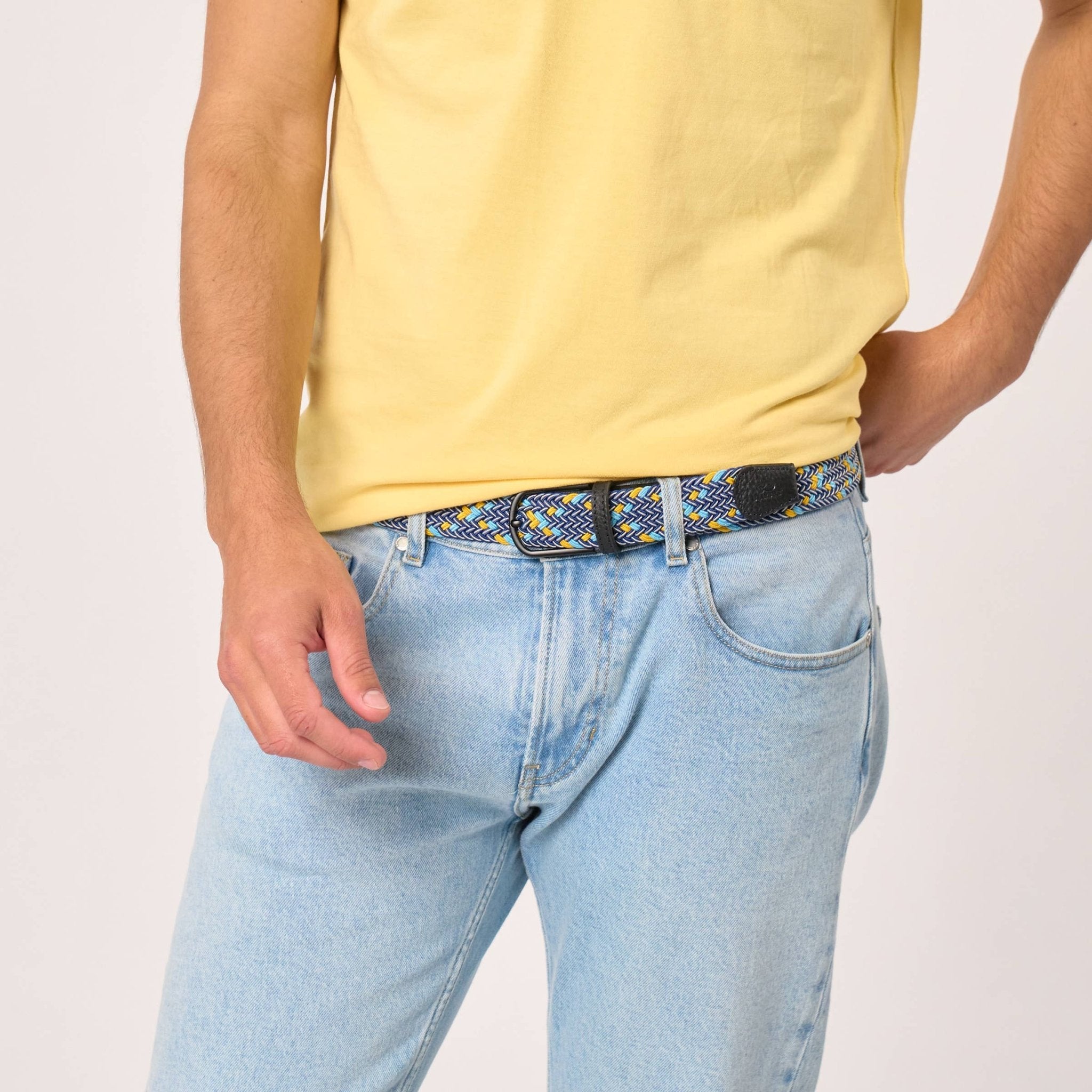 Multicolored elastic braided belt - Cusco - Boutique Bubbles