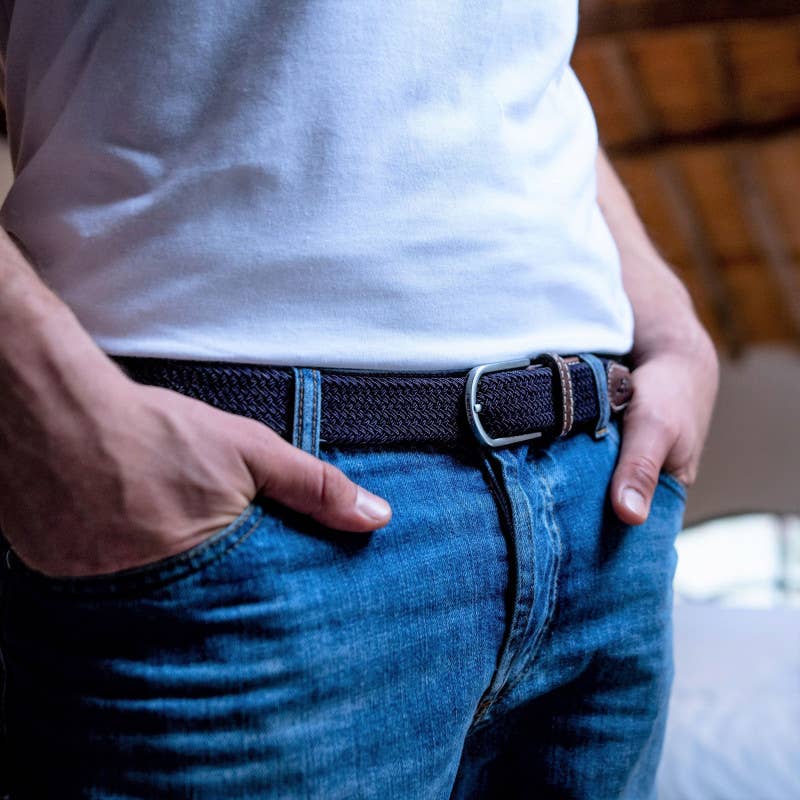 Navy Blue Elastic Braided Belt - Boutique Bubbles
