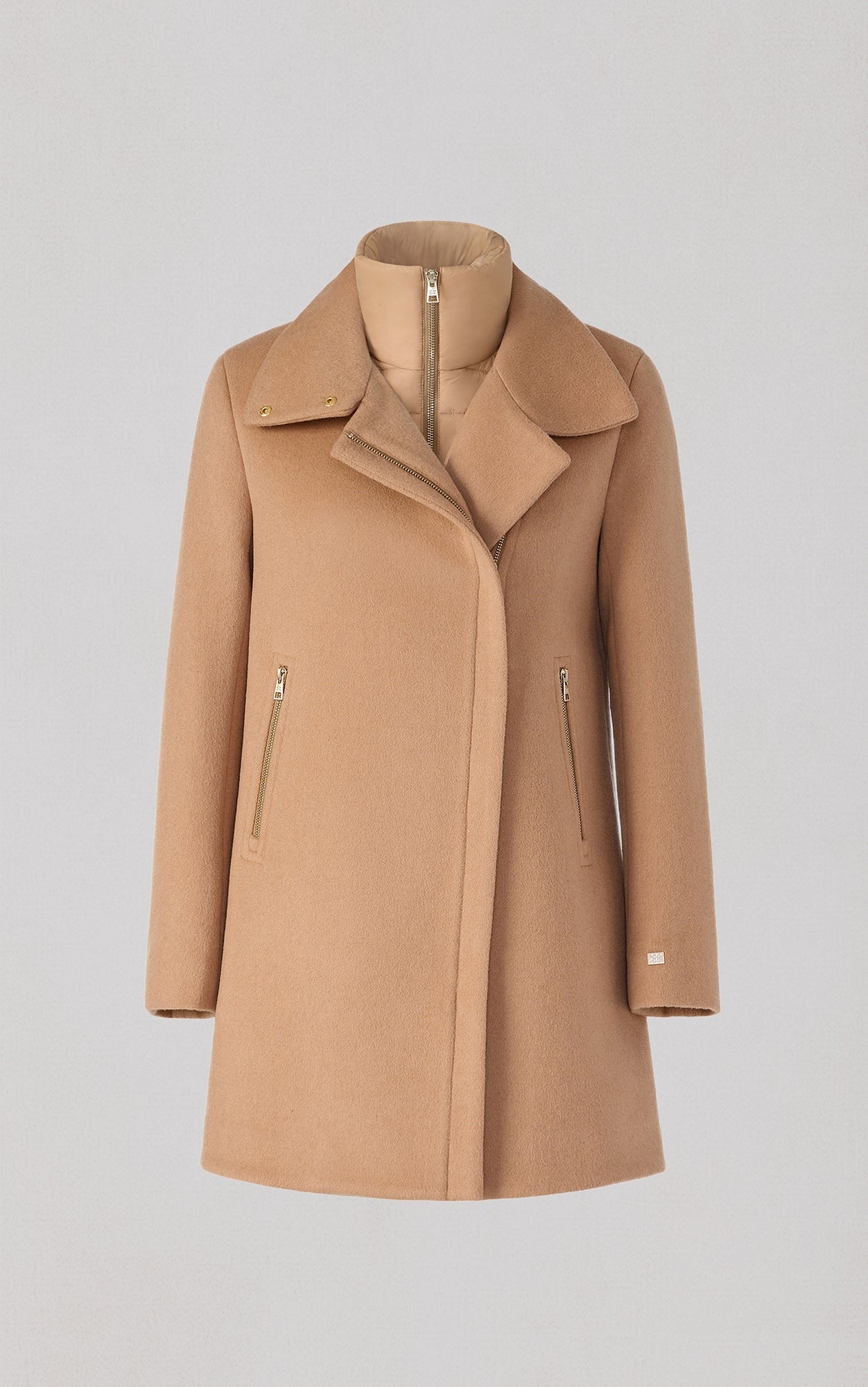 SOIA&KYO ABBI - Straight - Fit Mixed Media Wool Coat With Removable Bib - Boutique Bubbles