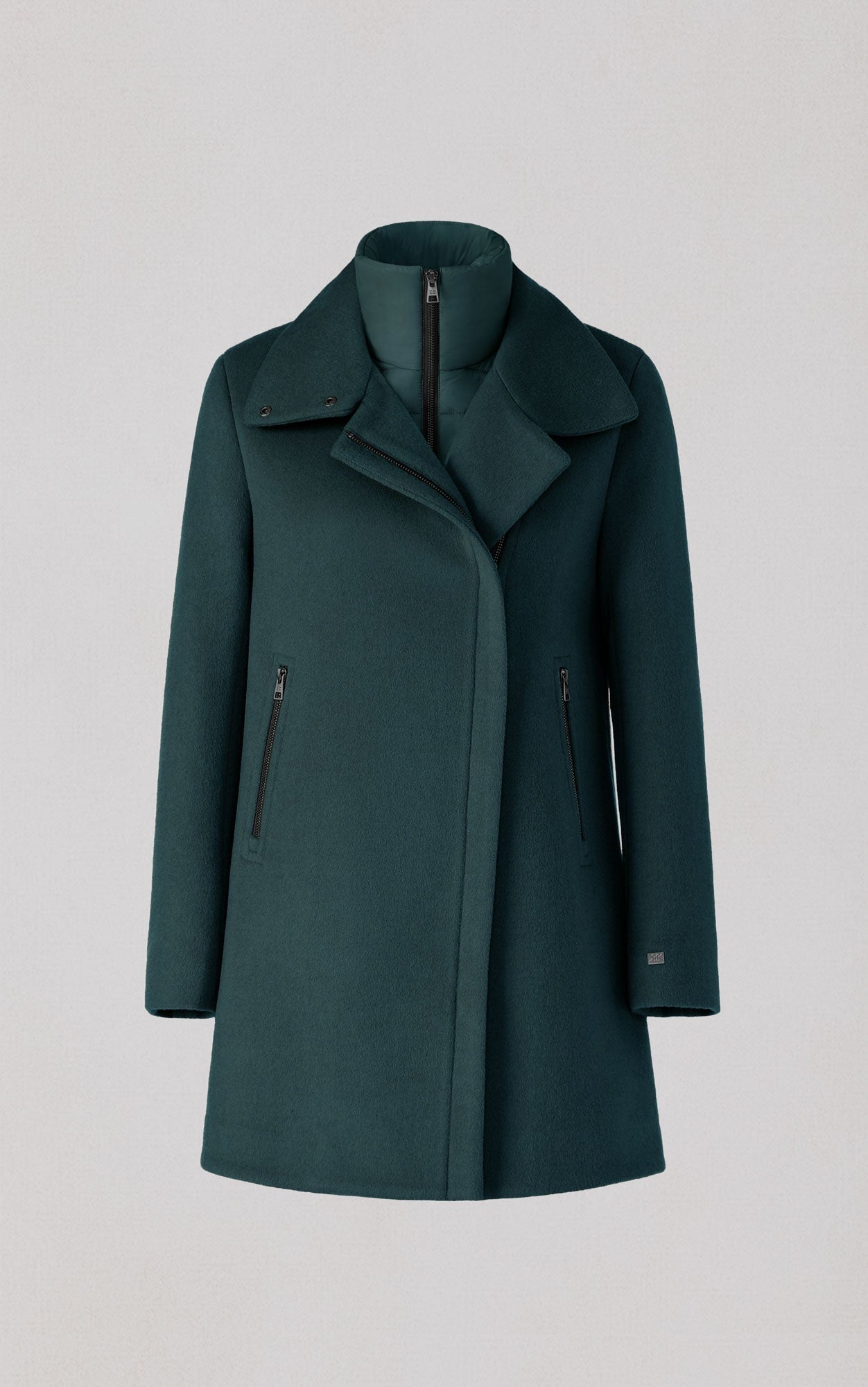 SOIA&KYO ABBI - Straight - Fit Mixed Media Wool Coat With Removable Bib - Boutique Bubbles