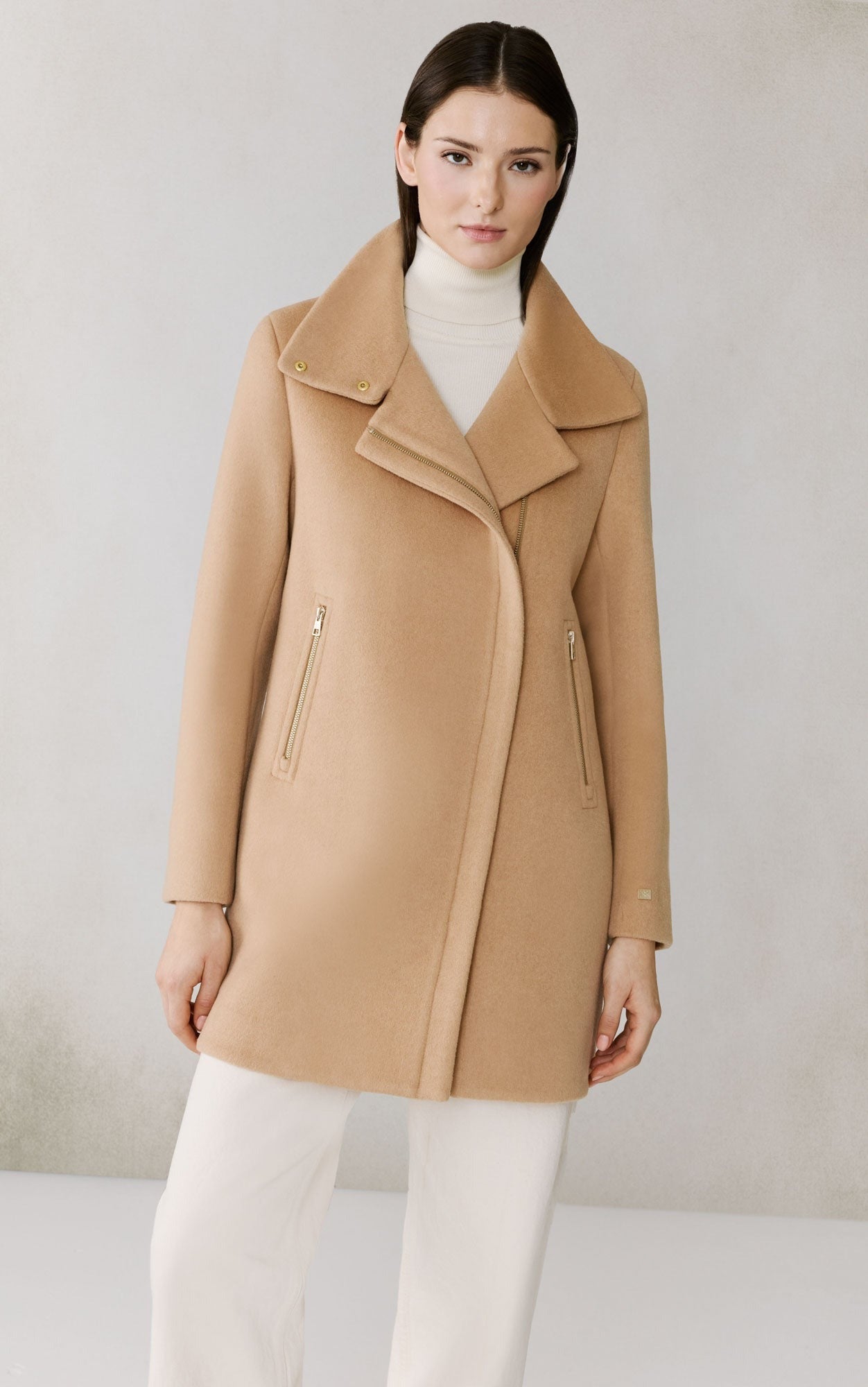 SOIA&KYO ABBI - Straight - Fit Mixed Media Wool Coat With Removable Bib - Boutique Bubbles