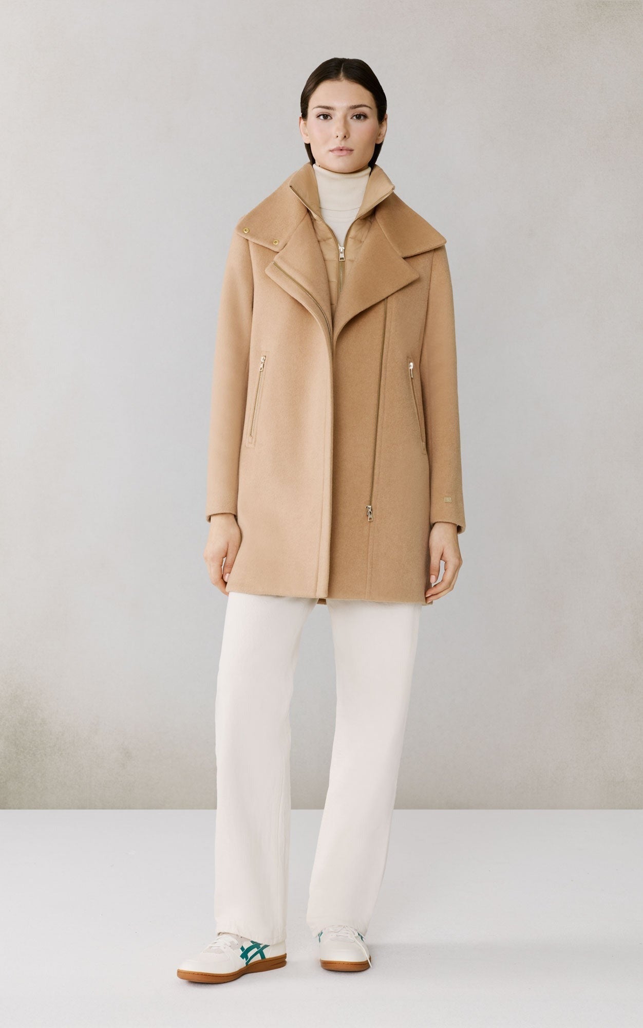 SOIA&KYO ABBI - Straight - Fit Mixed Media Wool Coat With Removable Bib - Boutique Bubbles