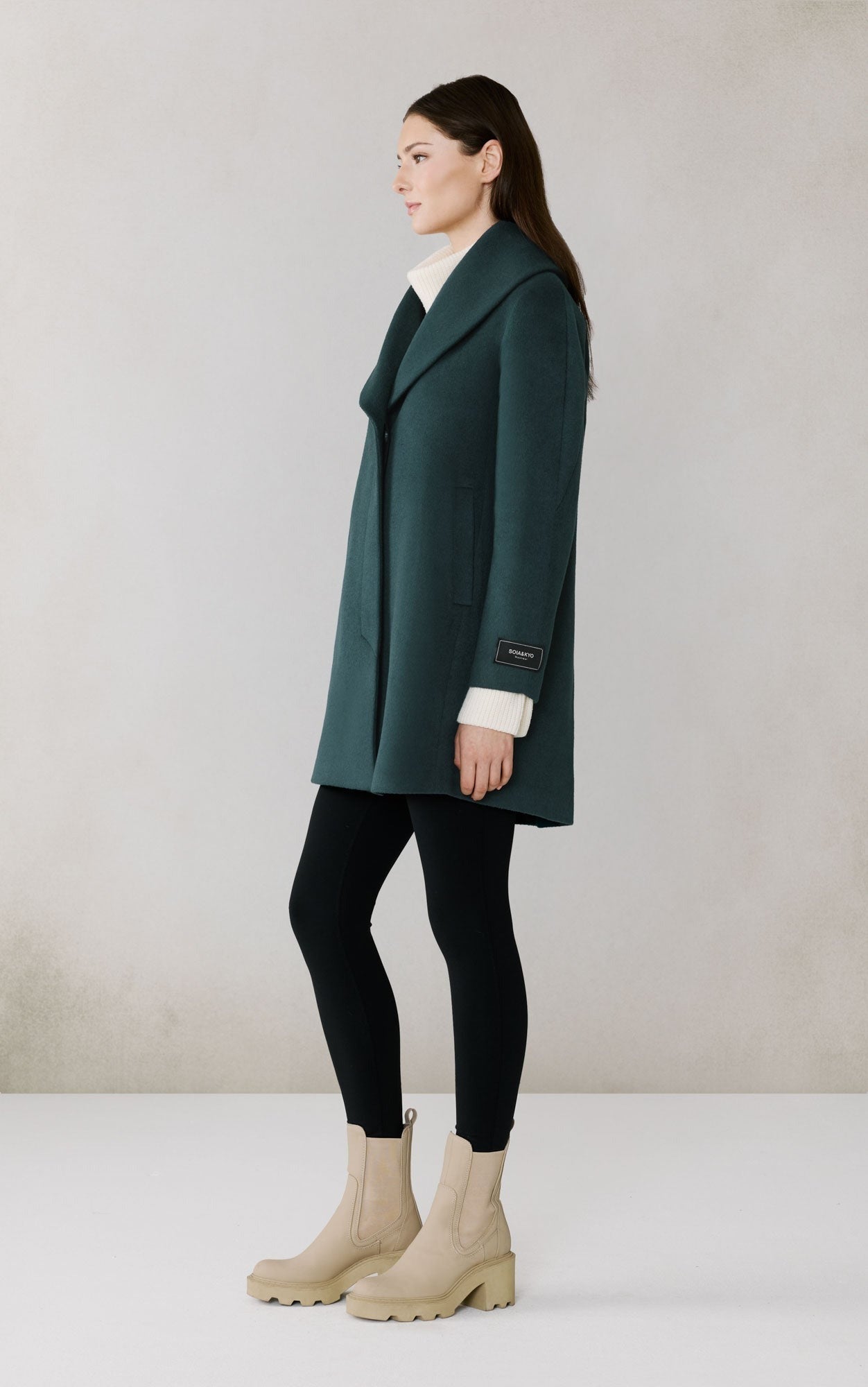 SOIA&KYO ELSA - Wool Shawl Collar Coat - Boutique Bubbles