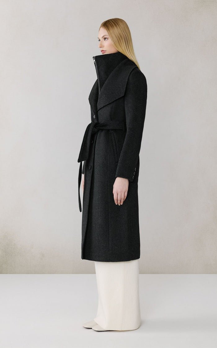 SOIA&KYO ILANA - U - Wool Belted Coat With Bib - Boutique Bubbles