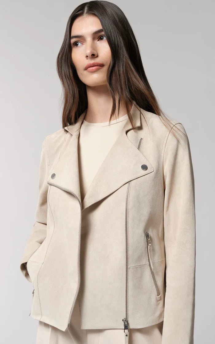 SOIA&KYO SASKIA - Slim-Fit Suede Jacket With Stand Collar - Boutique Bubbles