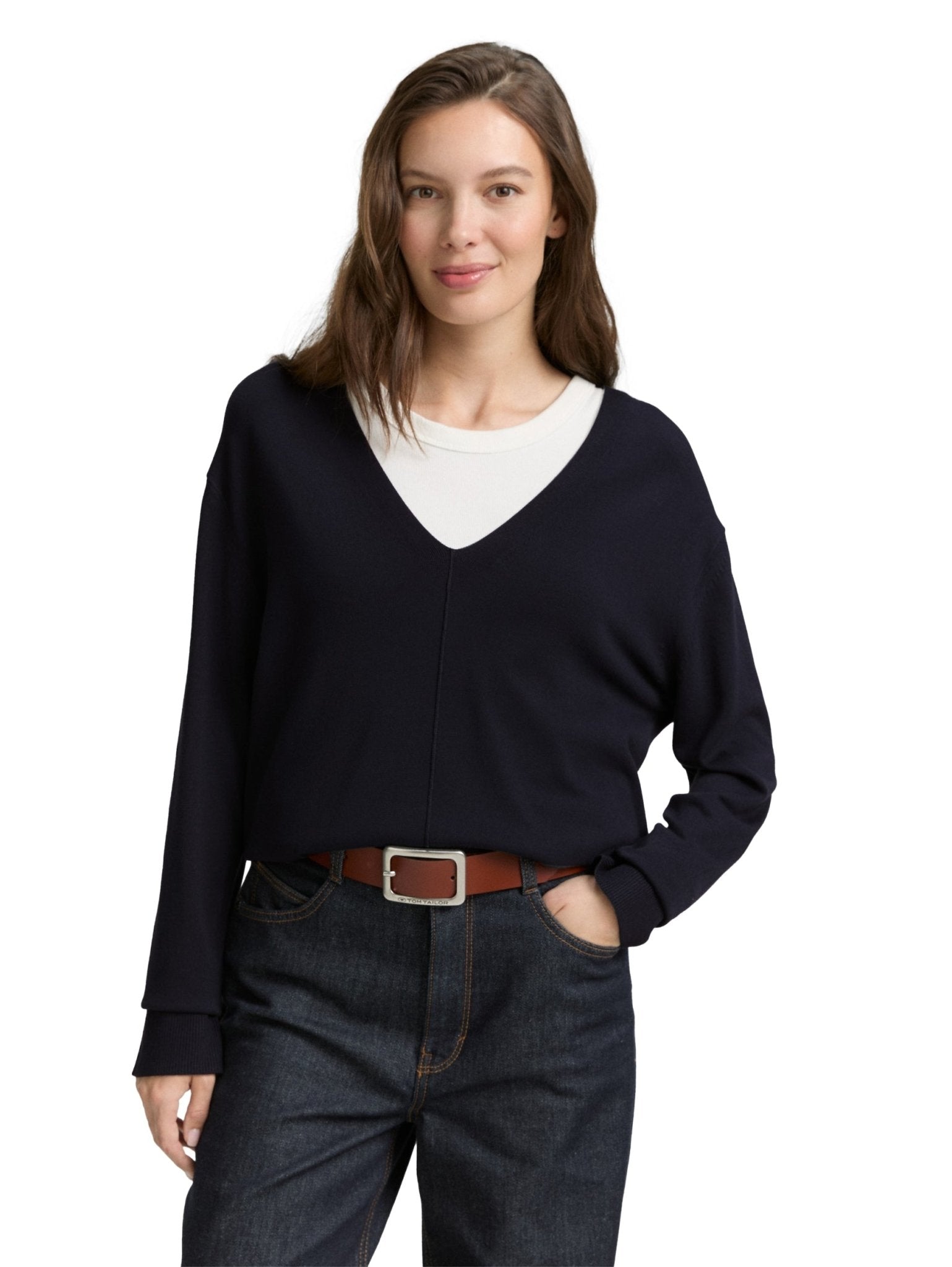 TOM TAILOR - Knit fluent v - neck pullover - 1047671 - Boutique Bubbles