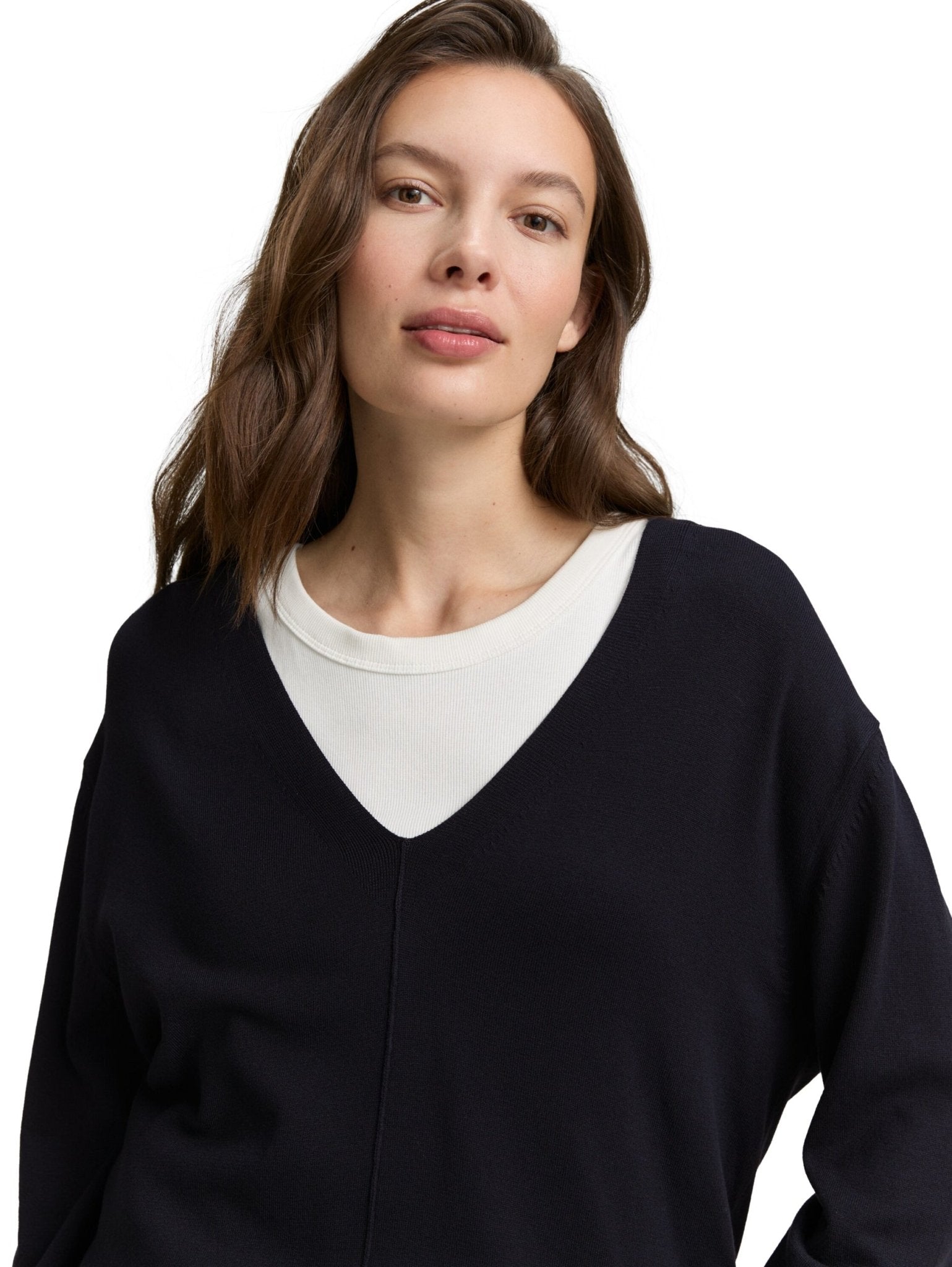 TOM TAILOR - Knit fluent v - neck pullover - 1047671 - Boutique Bubbles