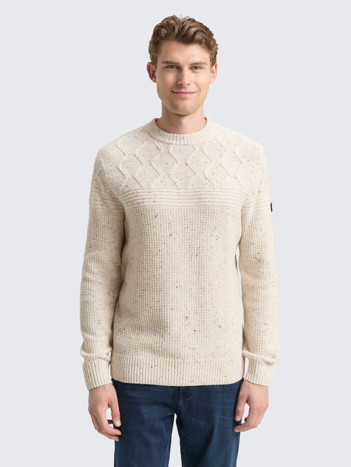 TOM TAILOR - Knitted jumper with mixed textures - 1048740 - Boutique Bubbles