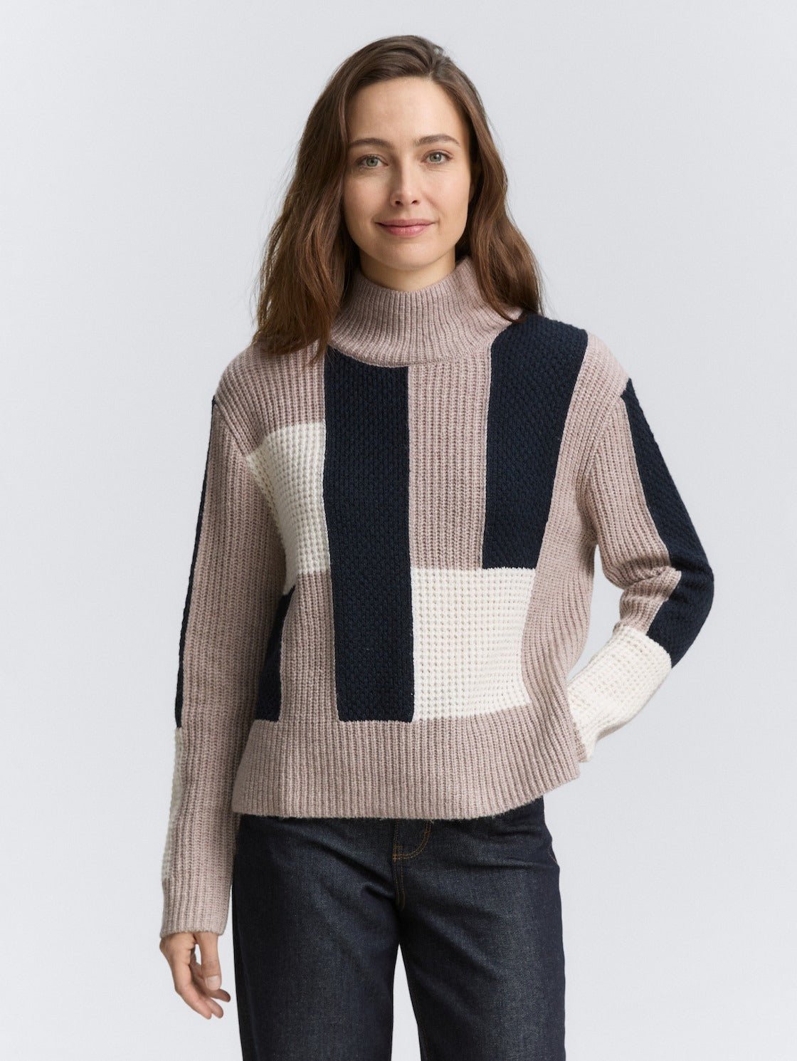 TOM TAILOR - Loose fit knitted jumper with colour blocking - 1047706 - Boutique Bubbles