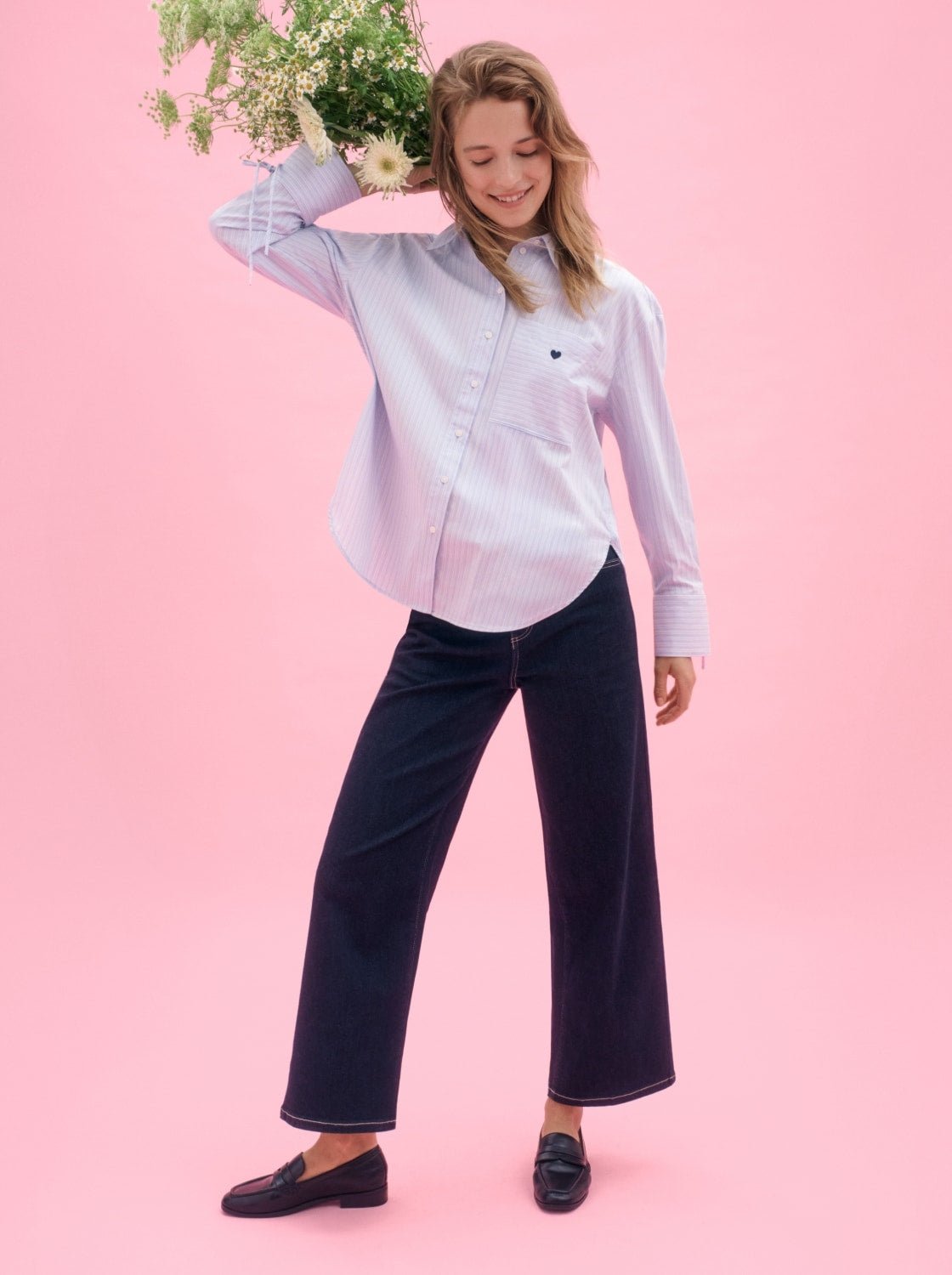 TOM TAILOR - Oversized shirt blouse with heart embroidery - 1049800 - Boutique Bubbles