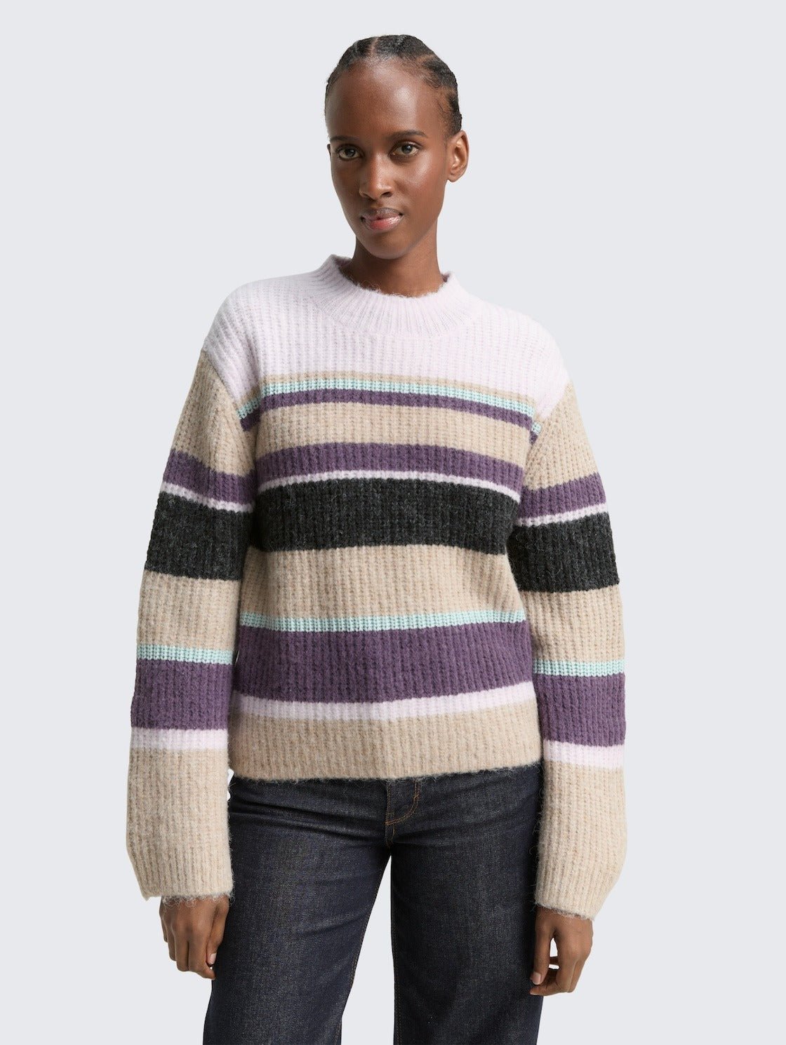 TOM TAILOR - Relaxed fit knitted jumper with striped pattern - 1049075 - Boutique Bubbles