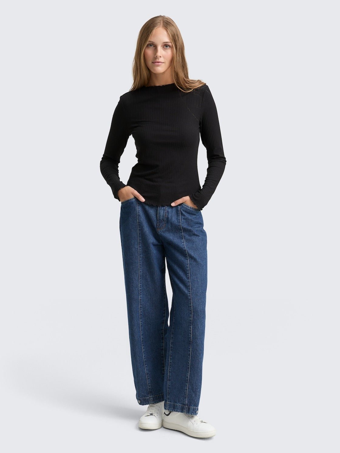 TOM TAILOR - Ribbed long - sleeved shirt with stand - up collar - 1048344 - Boutique Bubbles