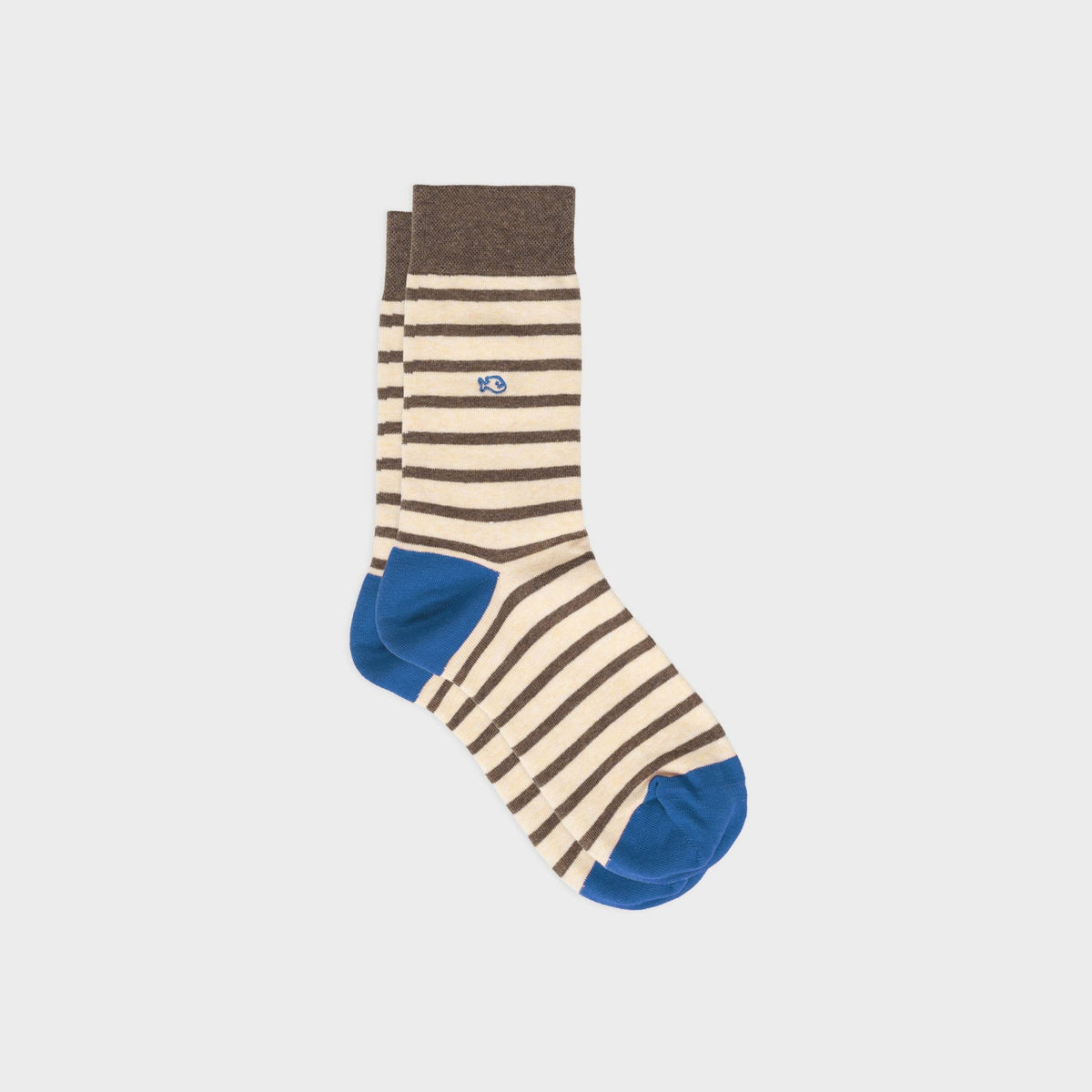 Wide striped combed cotton socks - Striped beige - Boutique Bubbles
