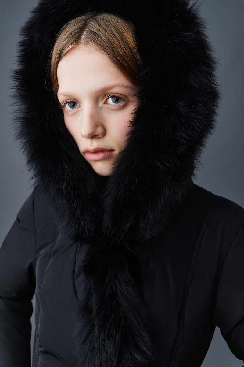 MACKAGE ADALI-BX - Down coat with blue fox fur Signature Mackage Collar