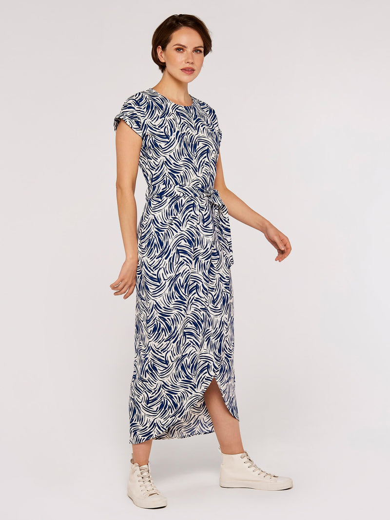 APRICOT - Brushstroke Print Wrap Dress- 707092 / 707160 - Boutique Bubbles