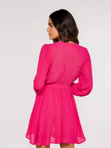 APRICOT - Chiffon L/Sleeve Wrap Dress - 712669 - Boutique Bubbles