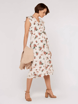 APRICOT - Floral Ditsy Midi Dress - Boutique Bubbles