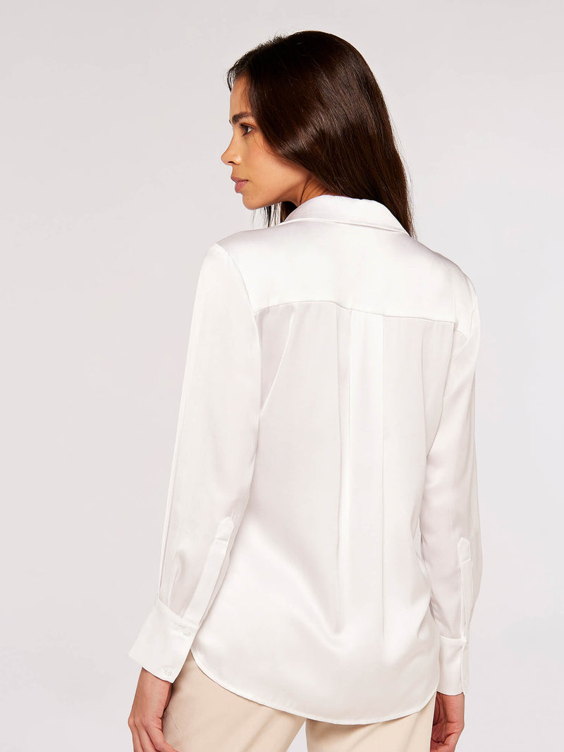APRICOT - Long Sleeve Satin Shirt - 699274 / 699205 - Boutique Bubbles