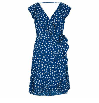 APRICOT - Painted Dot Ruffle Wrap Dress - 829213/829282 - Boutique Bubbles