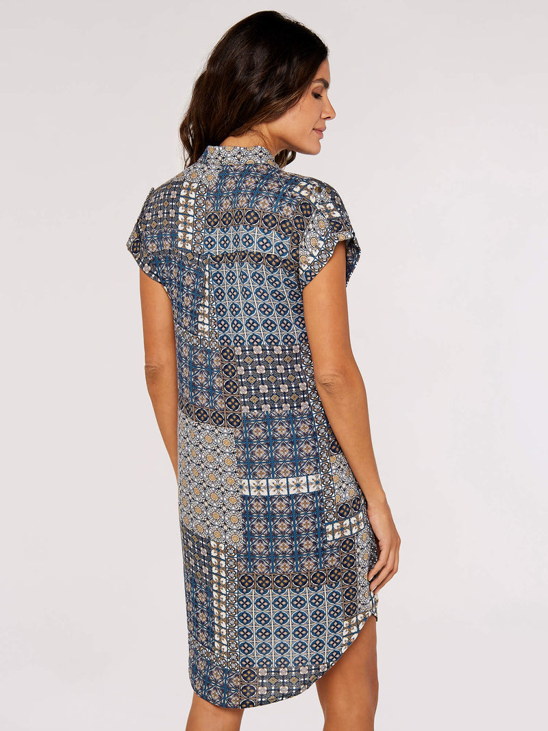 APRICOT - Patchwork Print Shirt Dress - 701809 - Boutique Bubbles