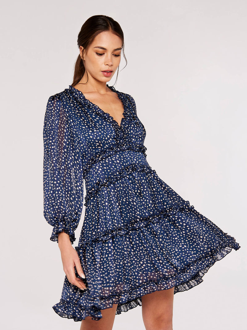 APRICOT - Spot Print V-Neck Dress - 703278 - Boutique Bubbles