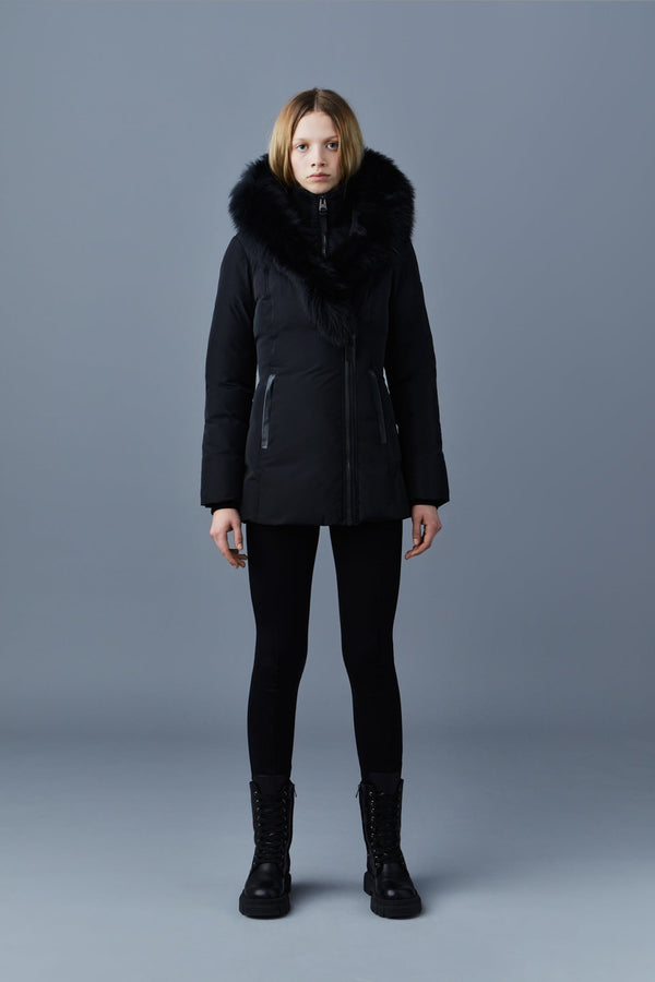 MACKAGE ADALI-BX - down coat with signature blue fox fur collar - Boutique Bubbles