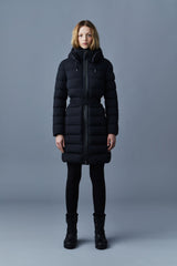 MACKAGE ASHLEY stretch light down coat with belt and hood - Boutique Bubbles