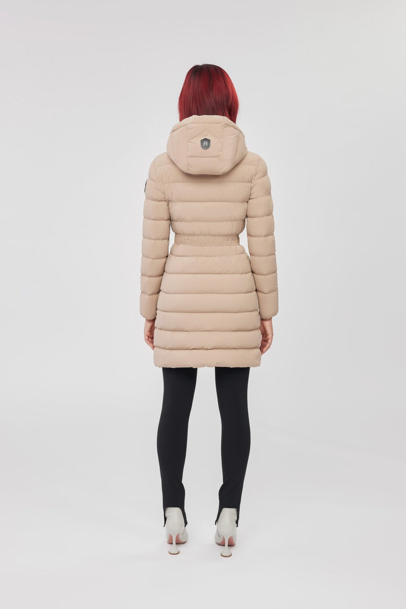 MACKAGE ASHLEY stretch light down coat with belt and hood - Boutique Bubbles