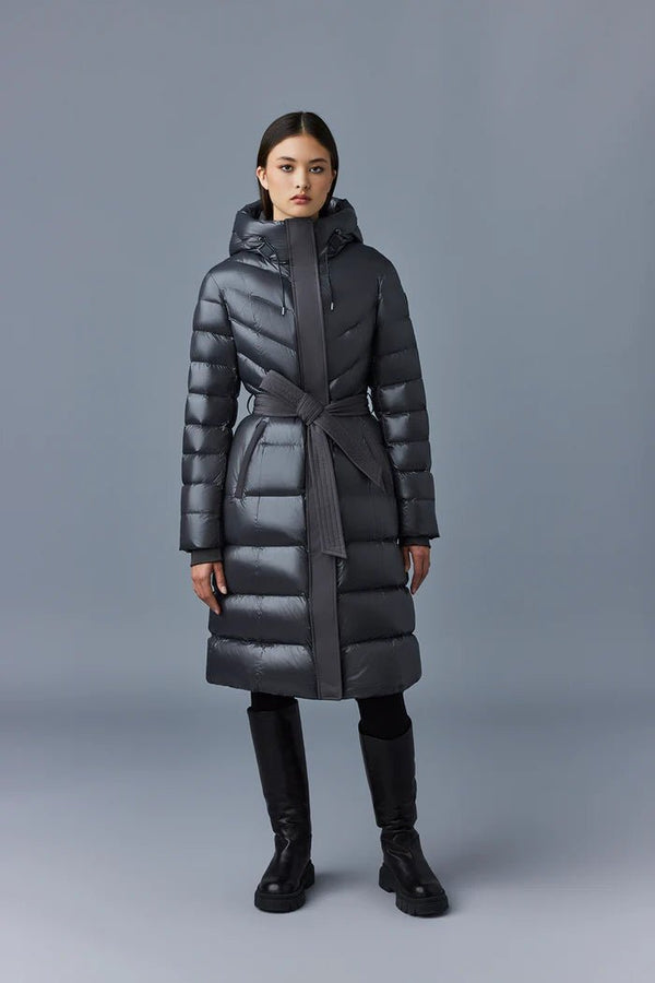 MACKAGE CORALIA - light down coat with hood and sash belt - Boutique Bubbles