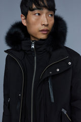 MACKAGE DIXON-BX 2-in-1 down bomber with hooded bib and blue fox fur - Boutique Bubbles
