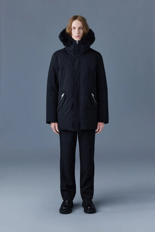 MACKAGE EDWARD-SH - 2-in-1 down parka with hooded bib and detachable sheepskin collar - Boutique Bubbles