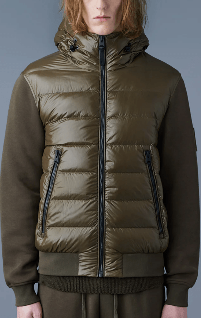 MACKAGE FRANK mixedmedia bomber jacket with hood Boutique Bubbles