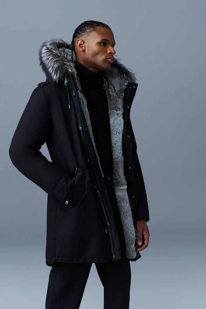 MACKAGE MORITZ-X- rabbit fur-lined twill parka with removable silver fox fur trim - Boutique Bubbles