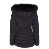 MACKAGE PATSY-BX stretch light down jacket with blue fox fur - Boutique Bubbles